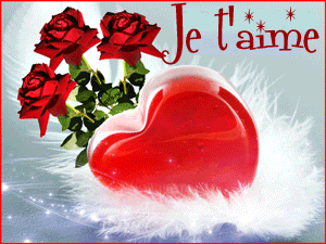 Gif animé je t'aime coeur et fleurs